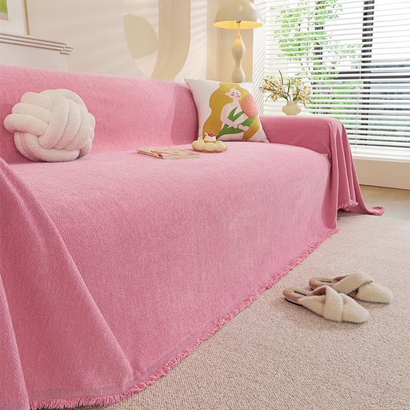 Современный минималистичный чехол на диван из шенилла в елочку, всесезонное нескользящее одеяло