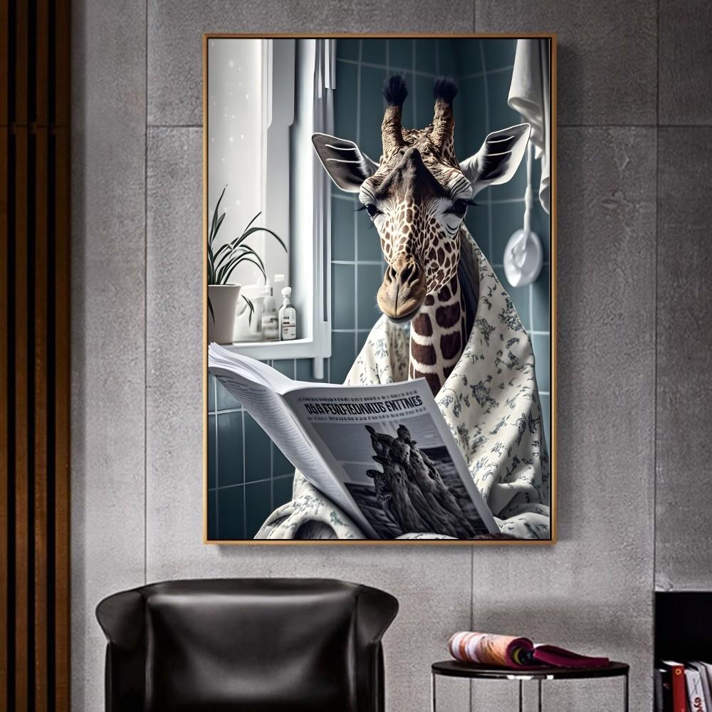 Шимпанзе, кошка, собака, жираф, животное, идущее в туалет. Плакат для домашнего интерьера, украшения. Высококачественная бумага. Плакат для настенного исследования. Домашняя гостиная.