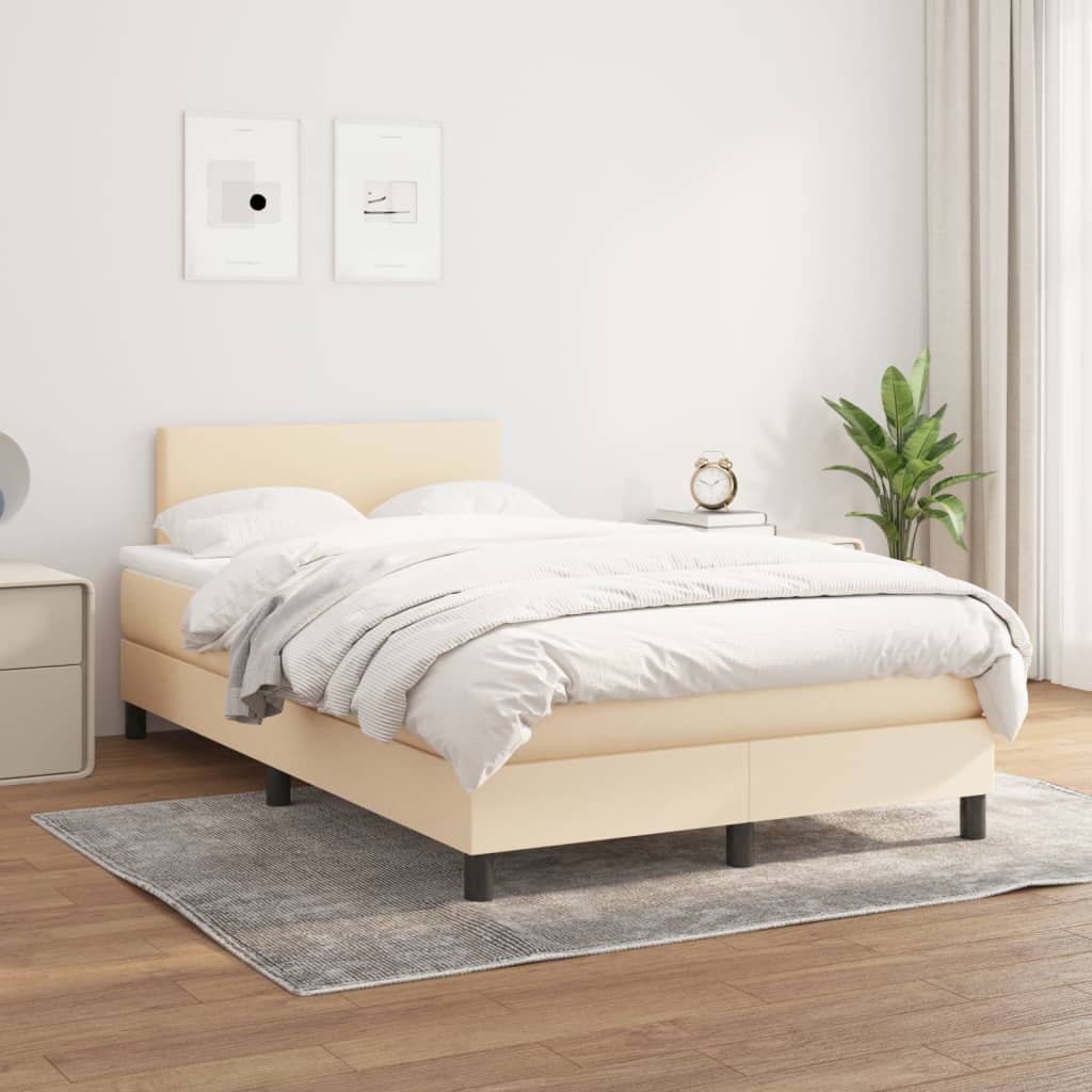 Box Spring Bed with Mattress Cream 120x200 cm Fabric