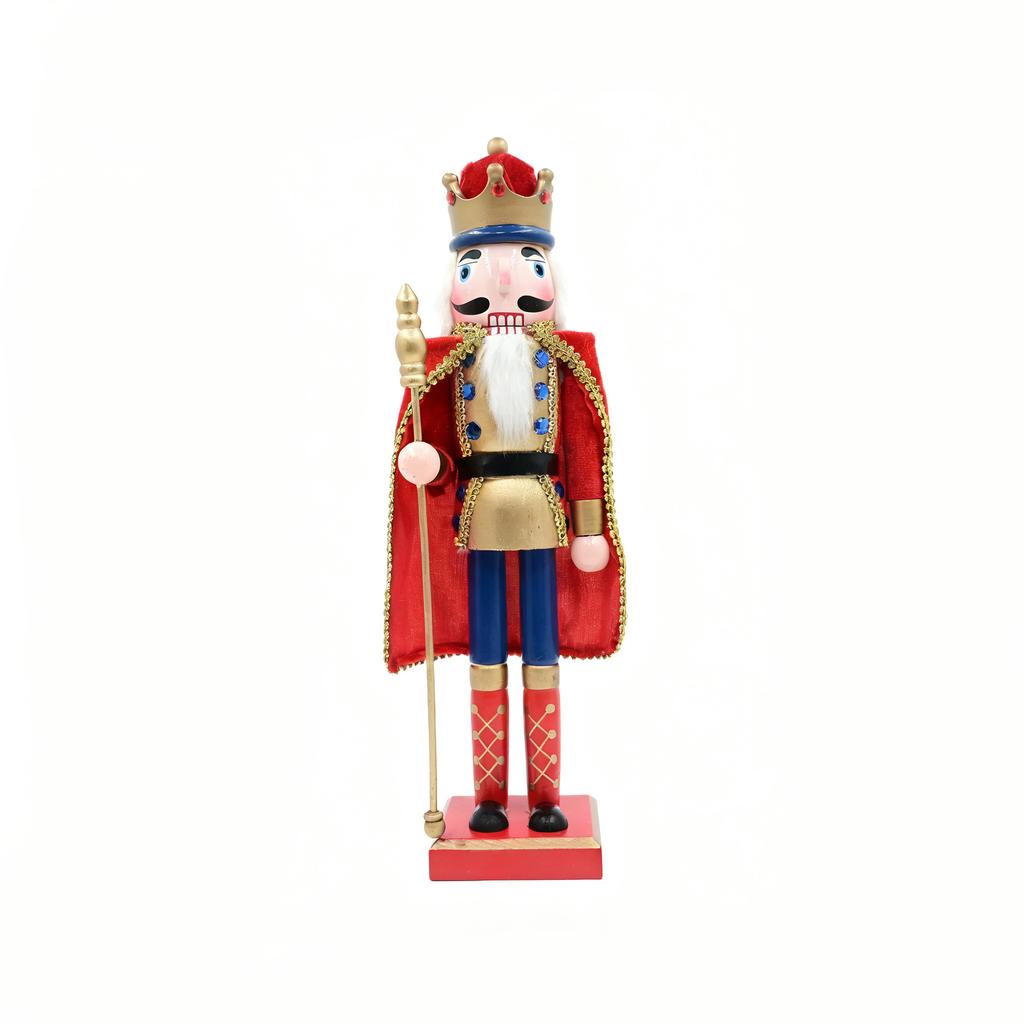 Cross-border Hot Sale 40CM Wooden Nutcracker Soldier Christmas King Puppet European Style Home & Office Use Decoration Ornaments