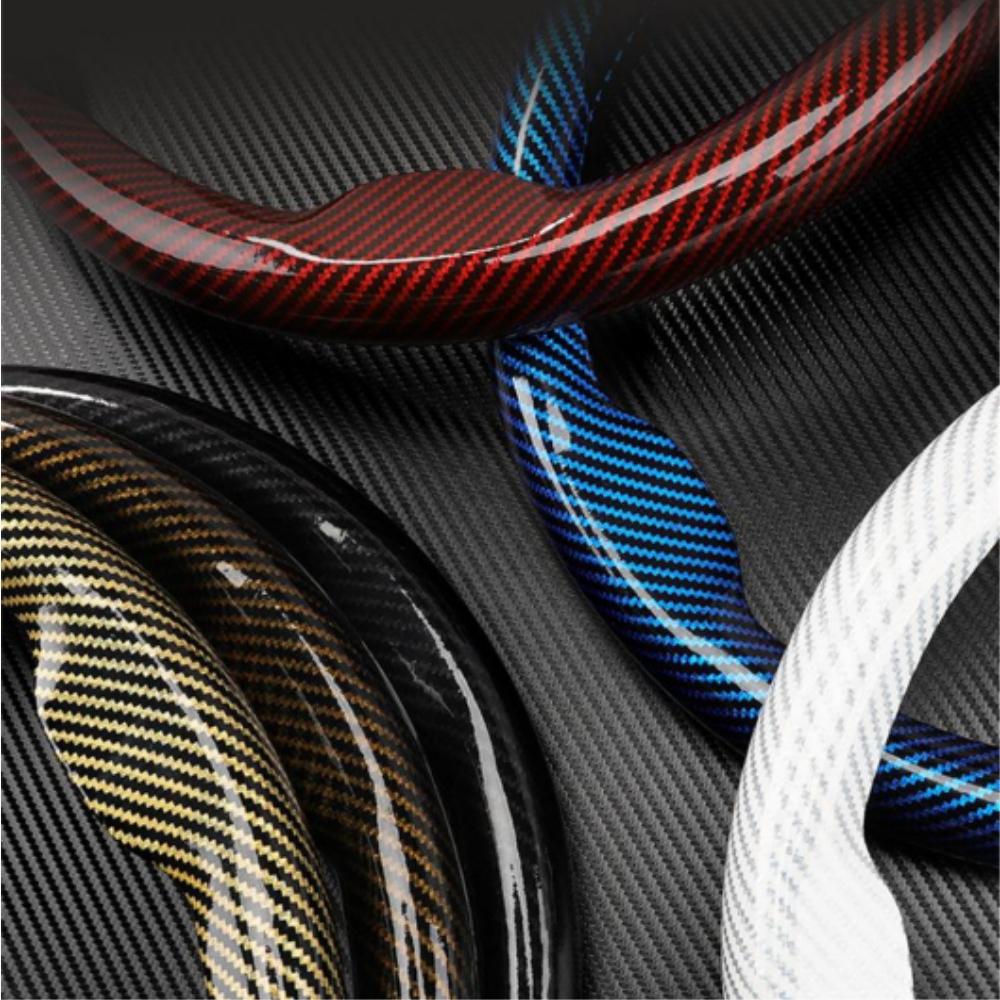 Углеродная накладка на ручку двери автомобиля D-образная O-образная Чехол-защита на руль 38 см Универсальный нескользящий чехол на руль из углеродного волокна