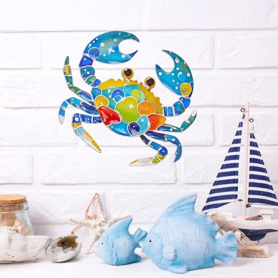 Metal Sea Animal Wall Decoration Colorful Turtle Fish Seahorse Crab