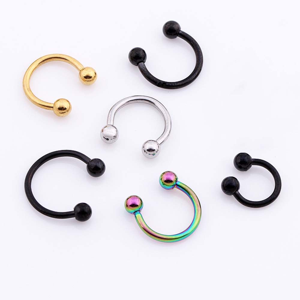 For Women Circular Stud Earrings Ball Hoop C Shape Body Piercing Jewelry Nose Rings Lip Rings