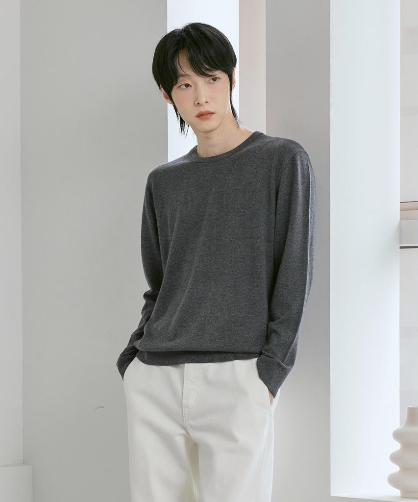 210EDIT Unisex Cashmere Blended Down Round [Charcoal]_Zz5Sw010