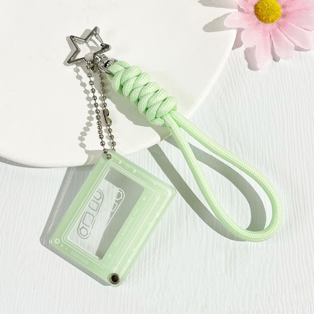 Music Player Photo Frame Keychain Acrylic Slide 1 Inch Photo Organizer Photocard Case Hanging Pendant for Bag