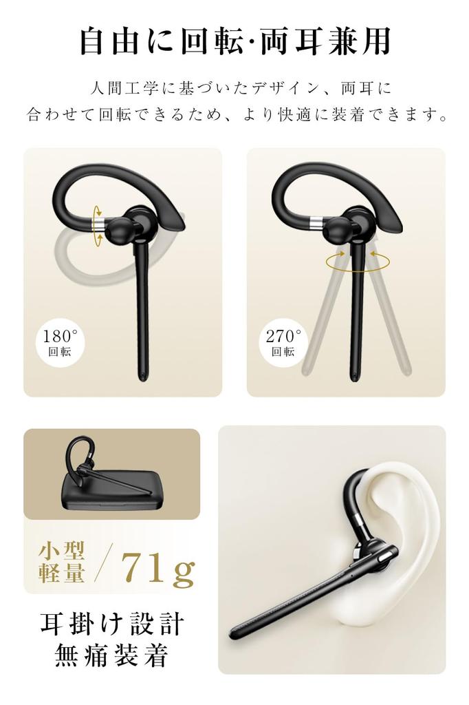 [Новинка 2025 года] Bluetooth-гарнитура, беспроводные наушники, Bluetooth 5.4, одно ухо, 180 м время ожидания, зарядный кейс 500 мАч, конструкция с ушным крючком, светодиодный индикатор батареи