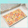 Absorbent Bathroom Door Mat With Cartoon Flower Print Design For Home Toilet Entrance Decor