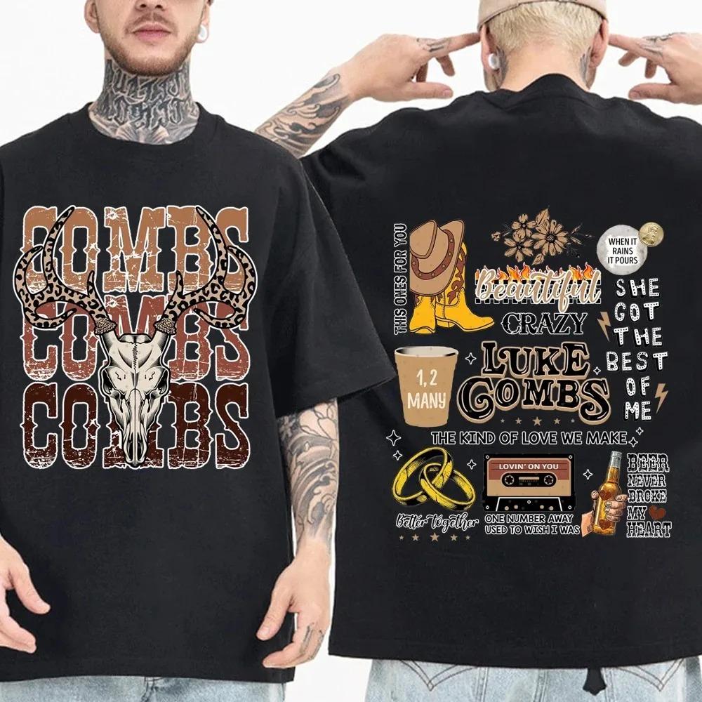 Западные футболки с кантри-музыкой Люка Комбса для мужчин и женщин, Харадзюку, с круглым вырезом, с коротким рукавом, аниме-футболки, подарок для фанатов