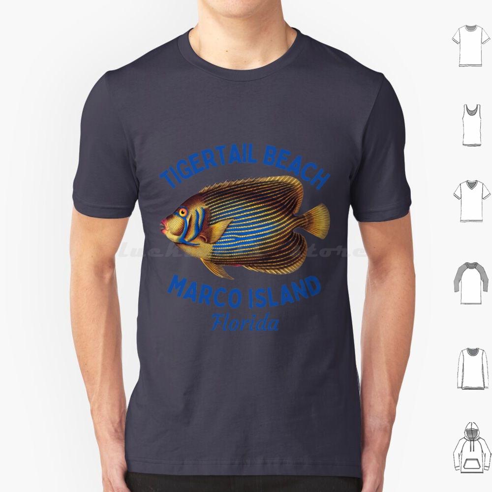 Tigertail Beach  Marco Island  FloridaBlue TextVacation  Leisure T Shirt 6xl Cotton Cool Tee Tigertail Beach Tigertail