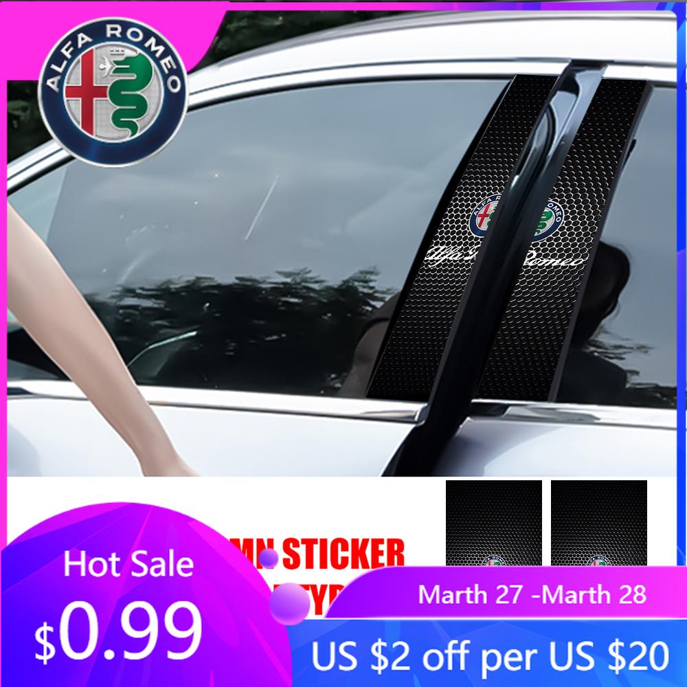 For Alfa Romeo 2pcs Car Emblem Center Pillar Honeycomb Image Stickers B-pillar DIY Auto Door Decorative Decals For Alfa Romeo GTCC5