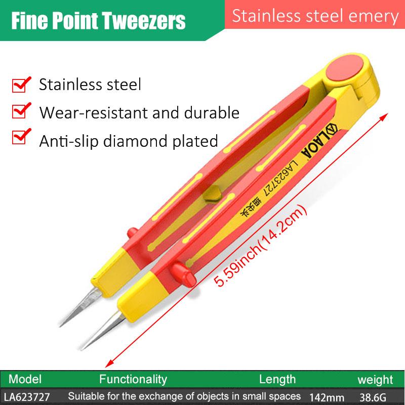 LAOA Пинцет из нержавеющей стали с изоляцией 1000 В высокого давления с алмазным покрытием, нескользящий, изогнутая головка, прямая головка, широкая головка, пинцет