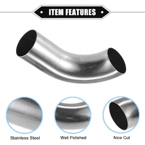 2 Pcs Bend Elbow Pipe Tube, 1.5" OD 4.72" 2.95" Leg 90 Degree DIY Exhaust Pipe Intercooler Air Intake Tube Universal For Car Truck Durable 304