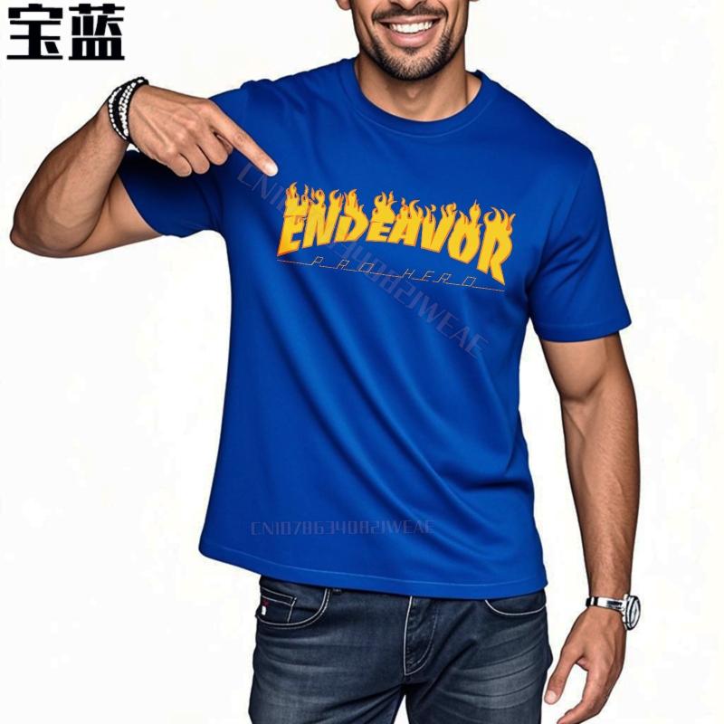 Man t shirt Streetwear Everyday Tees Endeavor With Flame Design Soft Cheap Tshirt Anime Cotton Short Sleeve Shirt