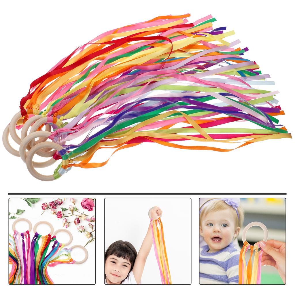 Montessori Sensory Ribbon Ring Bpa-Free Non-Toxic Colour Recognition Development Sensory Toy Suitable For Newborns And Up