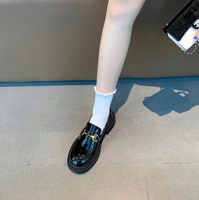 Натуральная коровья кожа~ лоферы на платформе женские осень-зима 2025 новые толстый каблук черные маленькие кожаные туфли британский стиль~ одинарные туфли