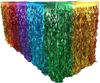 Sequin Table Skirt Rainbow Gradient Table Skirt Wavy Design Foil Fringe Party Decoration Metallic | Color 1