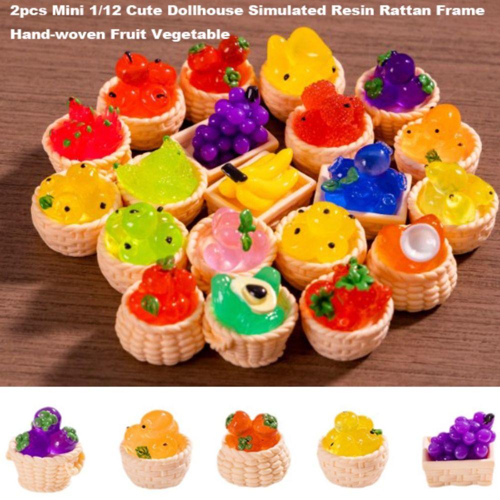2pcs Cute 1/12 Dollhouse Rattan Frame Hand-woven Dolls Miniature Decoration