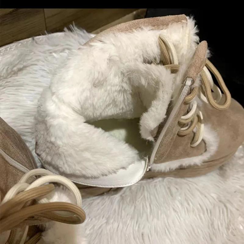 Модный оригинальный дизайн Лолита Женские зимние сапоги для снега Милые меховые помпоны Флисовые теплые короткие сапоги Девушки Хаки Черные ботильоны
