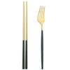 2Pcs Black Stainless Steel Set Cutlery Dinner Fork Chopsticks Portable Dinnerware Set Silverware Western Kitchen Home Tableware