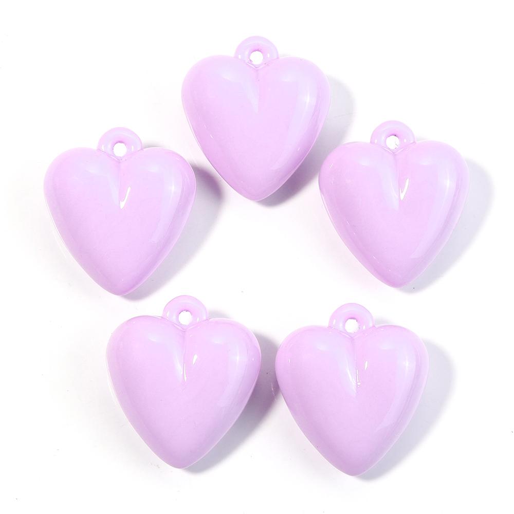 5pcs Heart Acrylic Beads 32X35mm Candy Color Baking Paint Hanging Hole Heart Loose Beads For Jewelry Making DIY Bracelet Pendant