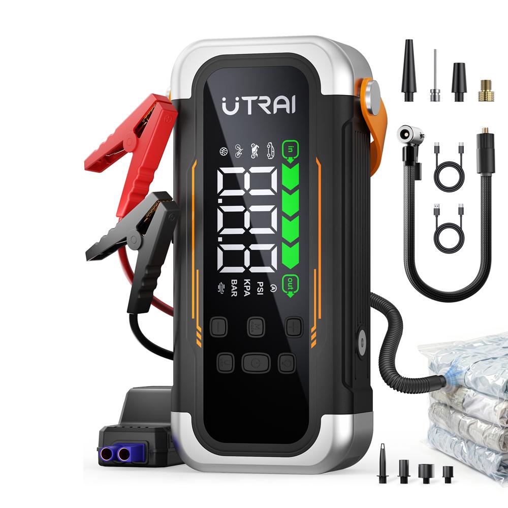 UTRAI 5-в-1 6000A Автомобильный пуско-зарядное устройство 150PSI Воздушный насос PD30W Power Bank Высокоскоростной воздушный поток Двухрежимный Для каякинга Усилитель автомобильного аккумулятора