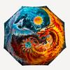 1pc The Dance of Fire and Ice Dragons Fully Automatic Folding Portable Umbrella, 8 Iron Frames, Three-Fold Design, Suitable for All Seasons, Suit