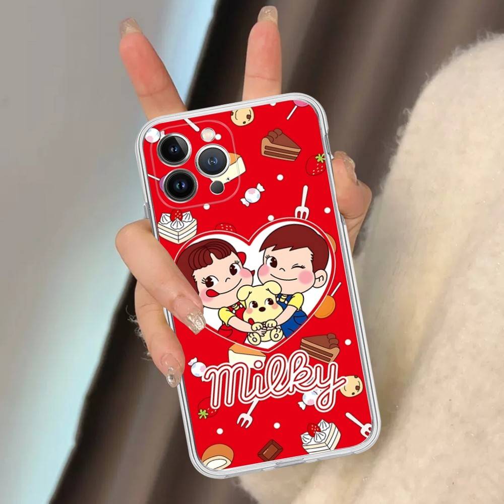 Мультяшная Милая M-milky P-pekochan Прозрачный Чехол Для Телефона Для IPhone 16 15 14 13 12 11 Pro Max Plus Мягкий Чехол