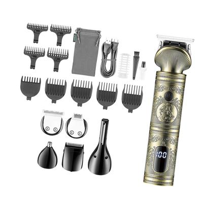 Металлическая машинка для стрижки волос в стиле ретро с гравировкой, светодиодный дисплей, быстрая стрижка, стрижка для бритья, профессиональная укладка