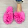 Женские плюшевые зимние тапочки, однотонные туфли с открытым носком и мягкой подошвой на плоской подошве, удобные теплые домашние тапочки