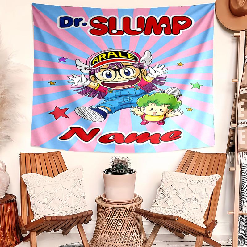 Personalized Arale Norimaki Background Tapestry,Custom Name Birthday Party,Multifunctional Wall Decoration for Home Decor,Various Occasions