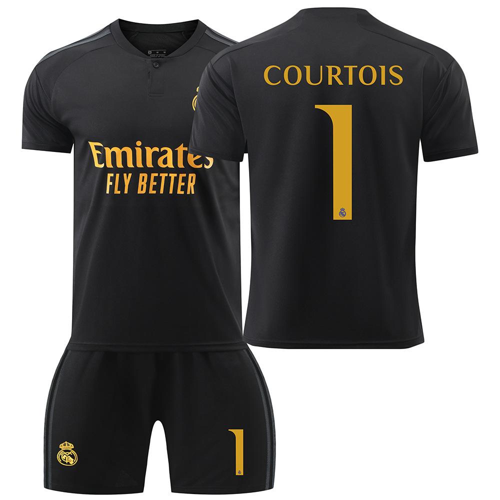 Второй гостевой костюм Реал Мадрид Черный Винисиус Куртуа Беллингем Футбольный костюм