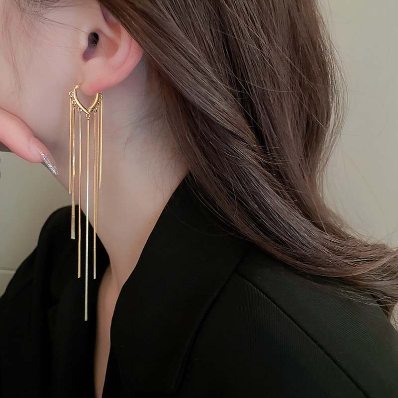 Серьги-подвески с длинной цепочкой и кисточками, модные корейские, из серебра 925 пробы, для женщин, металлические серьги, ювелирные изделия, модные женские серьги-подвески
