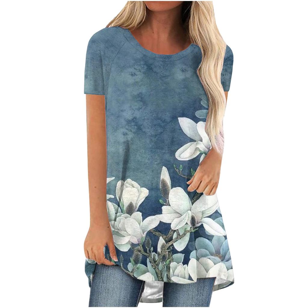 Colourful Floral Flower 3D Print Long T-Shirts Women Streetwear Short Sleeve T Shirt Oversized Y2K Tops Tees Girl Woman Clothing