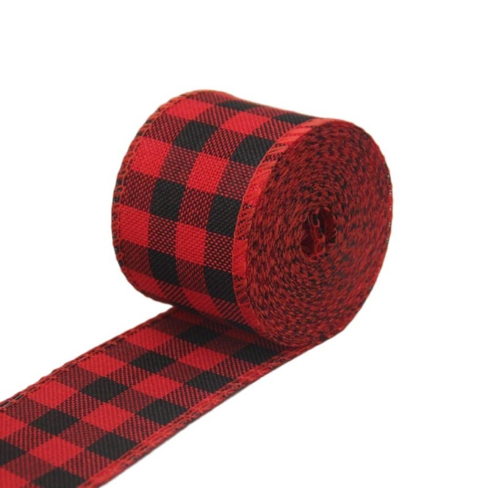 Red Black Lattice Linen Ribbon Imitation Linen Lattice Ribbon Christmas Plaid Ribbon Gift Wrapping