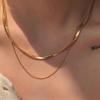Personalized Spice Girl Versatile Titanium Steel Double Layer Stacked Necklace Feminine Chain Snake Bone Chain Blade Chain Clavicle Chain
