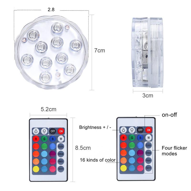 IP68 водонепроницаемый многоцветный погружной светодиодный подводный ночной светильник для чая ваза чаша вечеринка свадьба рождественское украшение