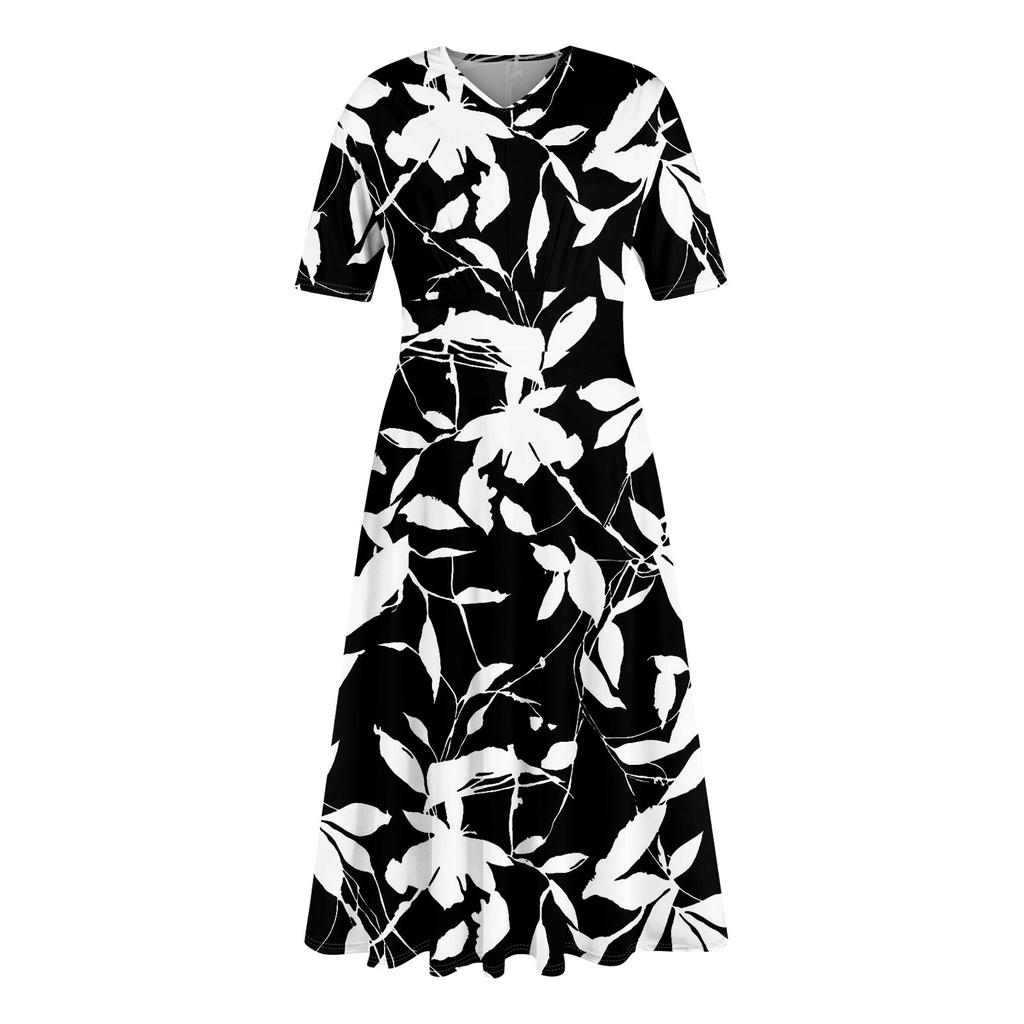Женское повседневное модное платье-миди без рукавов с цветочным принтом и нерегулярным подолом с круглым вырезом