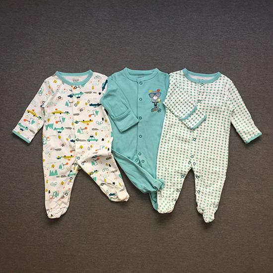 Детский комбинезон на весну и осень: Хлопковый ромпер-пижама с закрытыми ножками для новорожденных мальчиков и девочек