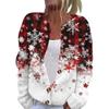 Женская мода рождественский принт длинный рукав вязаный кардиган пуховик