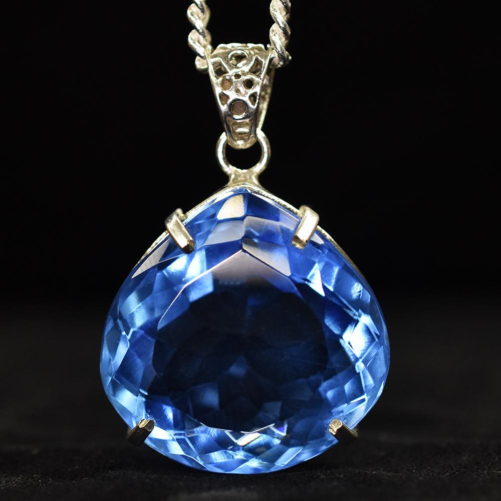 Lab CREATED 110.9 Ct CERTIFIED Blue Topaz Pear Pendant A Grade Jewelry Gems MY-PD-122-NS