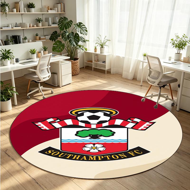 Southampton Football Printed Round Crystal Velvet Rug Soft Non Slip Floor Carpet For Bedroom Holiday Gift
