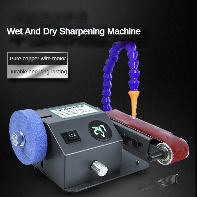 Точилка двойного назначения для влажной и сухой заточки Автоматическая Маленькая Электрическая Машина с Пескоструйным Ремнем для Воды Бытовое Оборудование для Заточки Ножниц