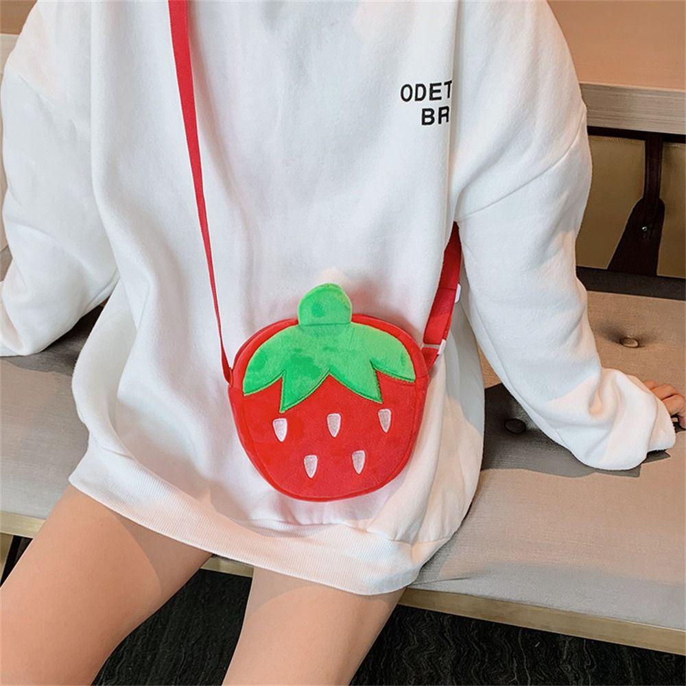 Strawberry Carrot Kids Plush Bag Cute Fruit Crossbody Bag Candy Bag Plush Shoulder Bags Coin Purse