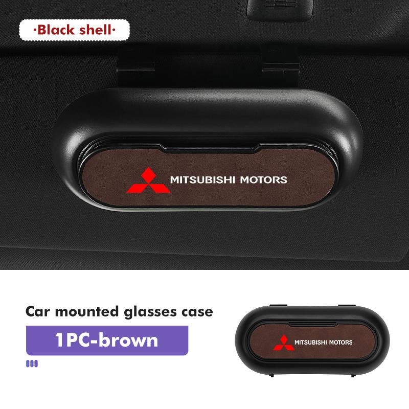 For Mitsubishi Car Logo Suede Mounted Sun Visor Glasses Case Sunglasses Organizer Box Outlander Pajero Sport Lancer EX ASX L200