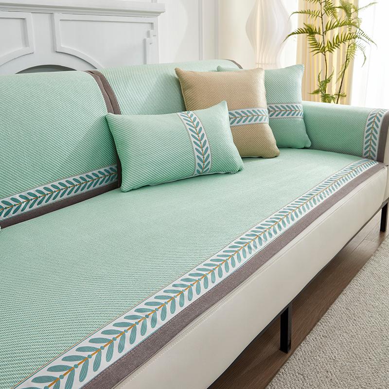 Wormwood Ice Vine Sofa Cushion Summer Summer Ice Silk Mat Non-Slip Seat Cushion Solid Color Leather Sofa Cover Cloth Towel