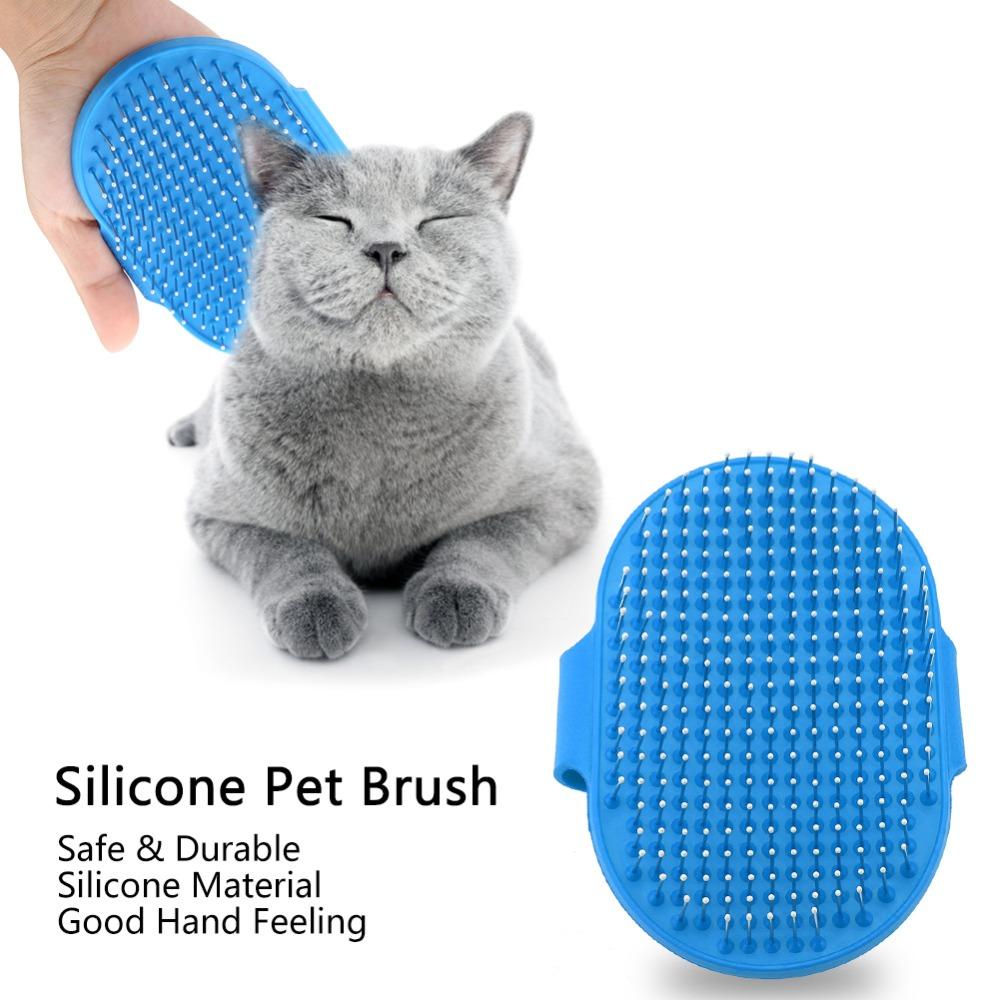 Metal Pin Pet Bath Brush Rounded Pin Tip Dog Deshed Tool Slicker Bath Comb Skin Massage Care