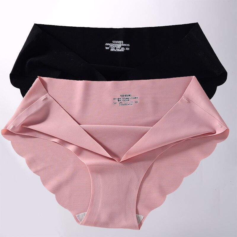 2Pcs/Set Seamless Silk Women's Panties Briefs Women Underwear Female Underpants Comfortable Silk Panty Sexy Woman Lingerie M-XL