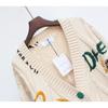 Autumn and Winter Women's Sweater Fashion Lazy Wind Embroidered Sweater Letter Design Loose Knitted Cardigan Jacket