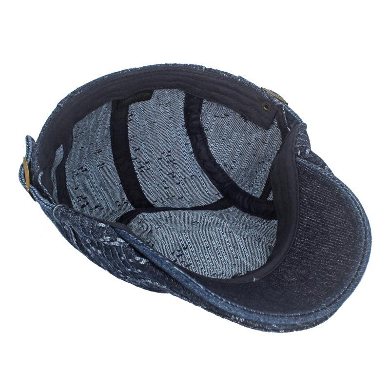 Spring Summer Solid Color Newsboy Caps Men Washed Denim Cotton Flat Peaked Cap Women Painter Beret Hats