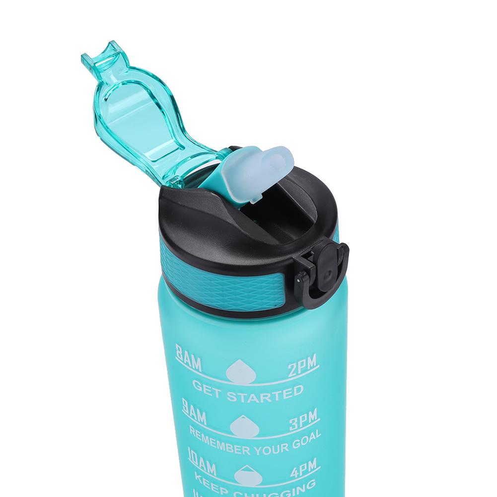 AU 1000ml Fitness Cups Leakproof with Time Scale for Camping Running (Green)